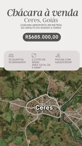 Imóvel para venda tem 5000 metros quadrados com 3 quartos em Area Rural de Ceres - Ceres -
