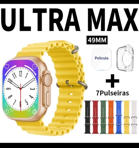 Smartwatch Ultra Max 49mm + 7 Pulseiras + Case + Película