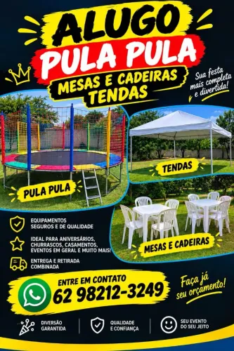Locação de tendas mesa cadeira e pula-pula