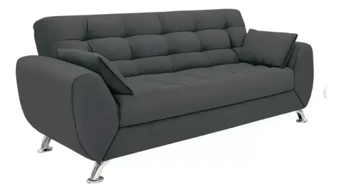 Sofá 3 Lugares Larissa Suede Cinza - Modern