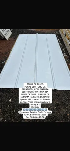 TELHA DE ZINCO COM PINTURA ELETROSTÁTICA
