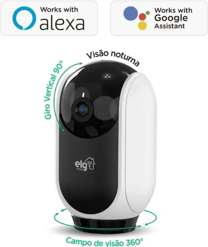 ELG, SHCR600, Câmera Robô 360° Full HD 1080P, wi-fi, Alexa, Áudio, Zoom 6x.