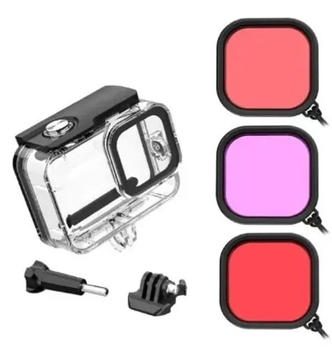 Caixa estanque kit 3 filtros para Gopro 9 10 11 black 