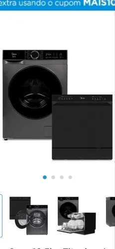 Kit Lava e Seca 10,5kg Titanium Inverter + Lava Louças 8 Serviços Preta Touch Plus Midea