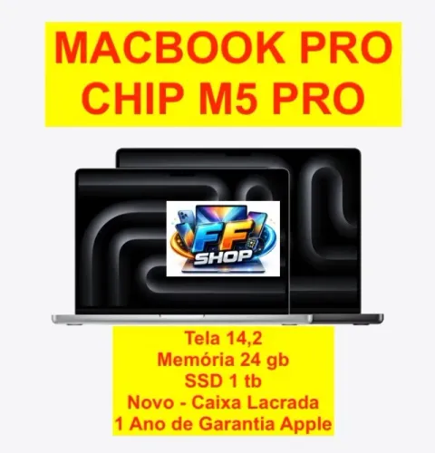 MacBook Pro Chip M5 Pro 1TB SSD 24GB RAM. Novo. Até 18x