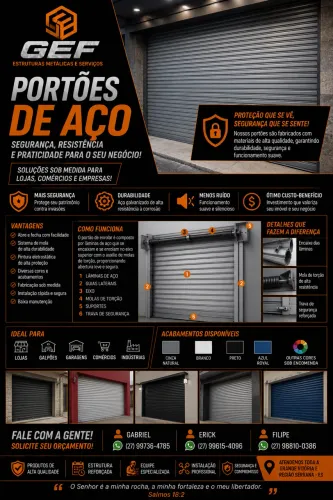 Portões de aço sobre medida para seu comércio
