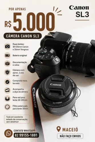 Câmera Cannon SL3 seminova