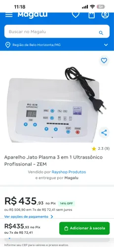 Aparelho jato de plasma RU - 638