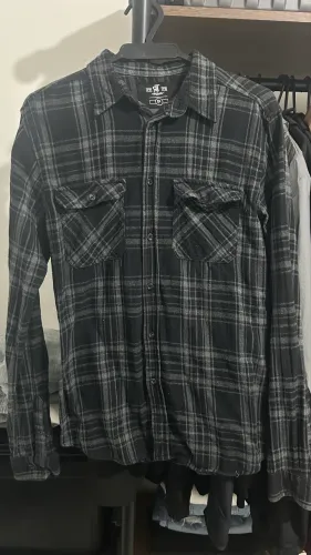 camisa xadrez flanelada manga longa