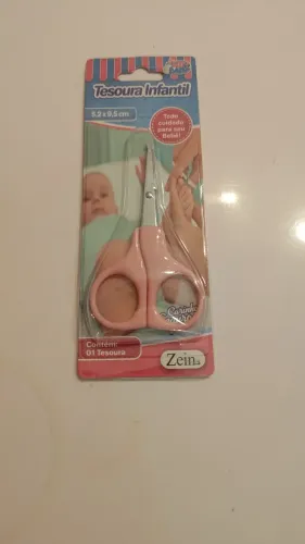 Tesoura Infantil Unha De Bebê Ponta Redonda Art Baby Azul