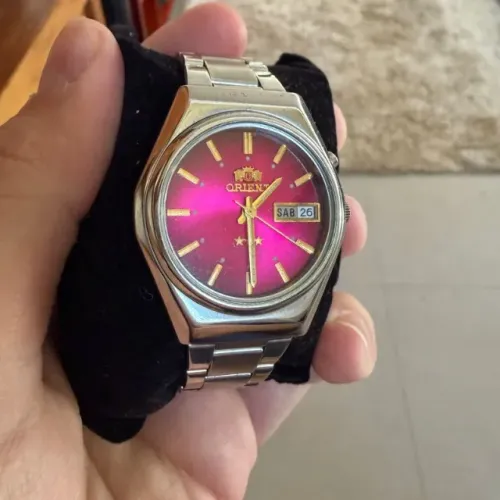 Orient Crystal 3 Estrelas automático vintage vermelho