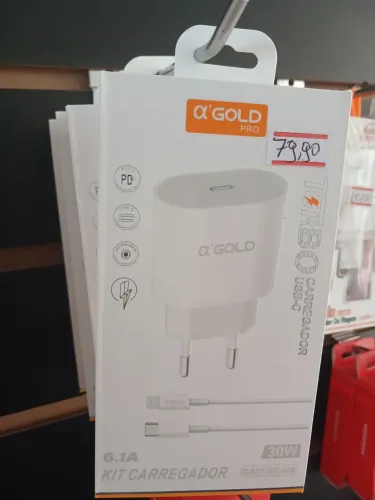 Kit Carregador Turbo A'Gold Pro 30W 6.1A USB-C para iOS (CA31-2/C-IOS)