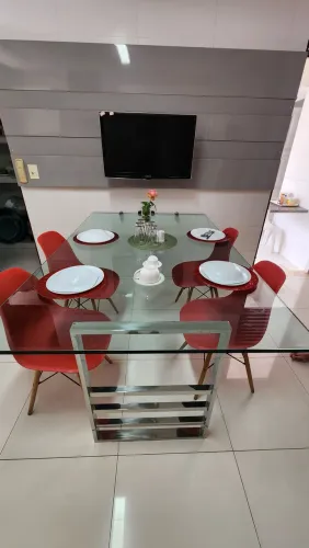 Mesa vidro 1,90 x 1,20 + alumínio
