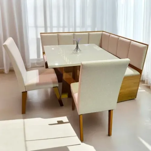 mesa de jantar com canto alemão + 2 cadeiras SOMOS LOJA