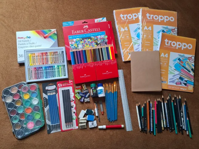 Kit lote de itens para desenho e pintura