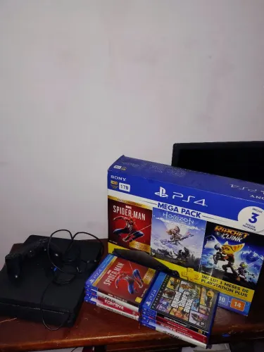 PS4 SLIM 1TB + acessórios + jogos + caixa