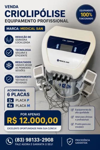 Máquina de Criolipólise CrioDermis - Medical San - 6 Placas - Excelente Estado