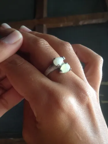 Prata de Lei Anel de Prata Pura Clara com Duas Pedras Quartzo Branco - Aro 20