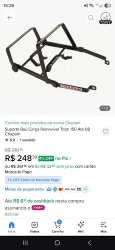 Suporte para baú de carga chapam