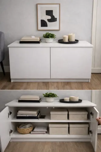 Armário Baixo Multiuso Branco - Design Clean - 100% MDF