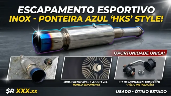 Escapamento esportivo inox 2.5 polegadas.