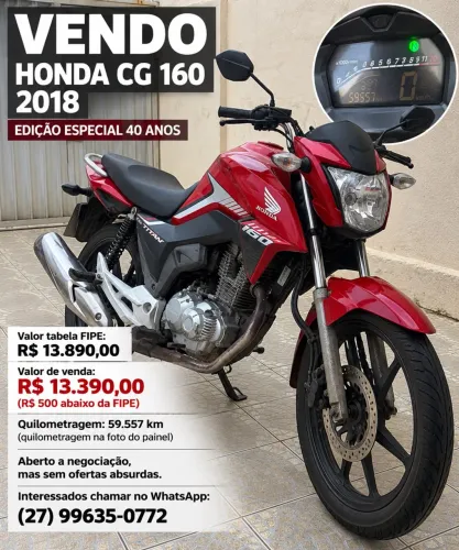 Honda CG 160 Titan Flexone/ed.especial 40 Anos 2018