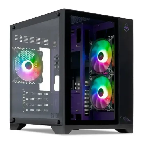 gabinete gamer mancer cv100 mid tower 3 fans lateral de vidro preto novo lacrado
