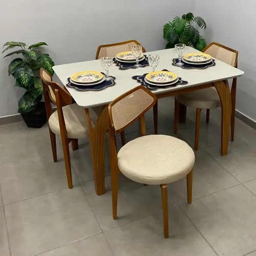 Mesa de jantar Agatha com 4 cadeiras 135x 90 luxo - FRETE GRATIS / ENTREGA HOJE!! 