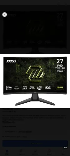 Monitor Gamer Msi 27 Polegadas, Curvo, 240 Hz, Fhd, 0,5 Ms