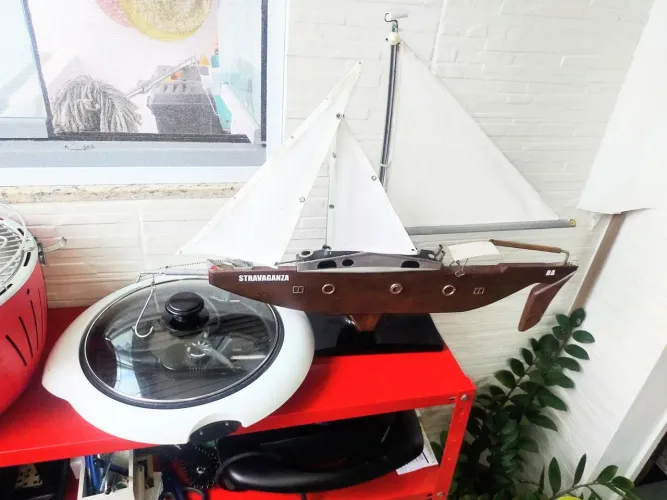 Veleiro artesanal em madeira - Linda Decoração 