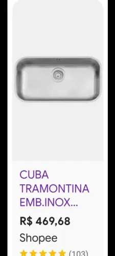 Cuba aço inox novo