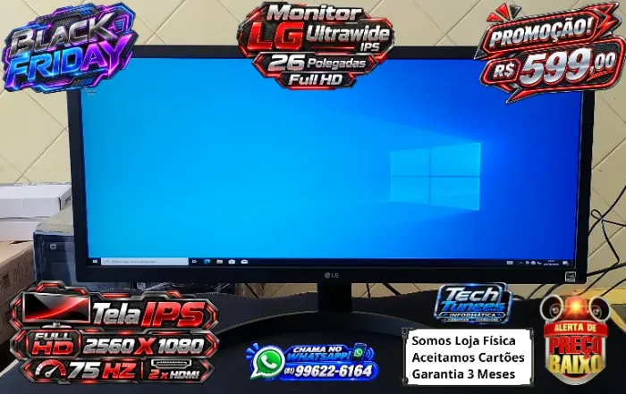 Monitor Gamer LG, 26 Pol, UltraWide, IPS, Full HD, 1ms, HDR, FreeSync, HDMI, 26WQ500-B