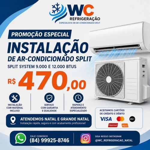 Promoção para instalação de ar-condicionado Split 