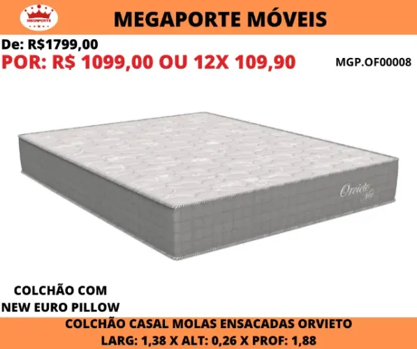 Colchão Casal Molas Ensacadas Orvieto New