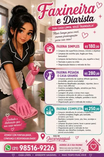 Serviço de diarista e faxineira