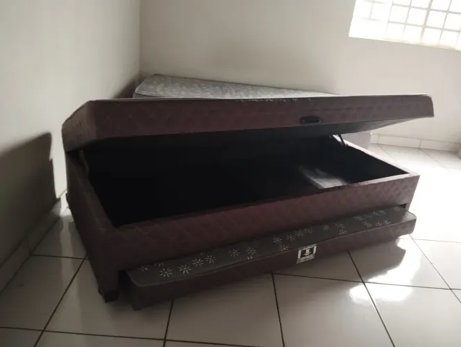 Cama Box Baú Solteiro Conjugado de Molas com Cama Auxiliar Bicama 3 em 1
