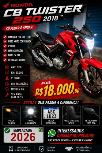 CB TWISTER 250 R$ 18.000