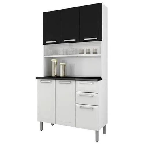 Kit Cozinha Regina 105 Branco Preto Itatiaia - Frete Grátis - 10x S/ Juros - Receba Hoje