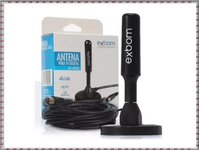 Mini antena digital Exbom - interna ou externa com cabo de 4 metros
