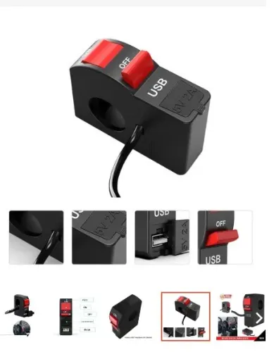 USB Carregador Moto Tomada Interruptor On Off wpp.43. *