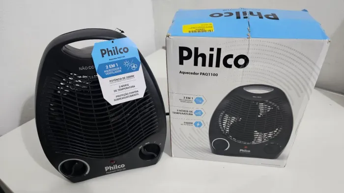 Aquecedor philco 2 em 1 paq1100 , com 3 níveis de temperatura, na cor preto.