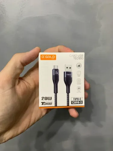 Cabo USB Tipo C 20W Turbo - Tecido - O'Gold