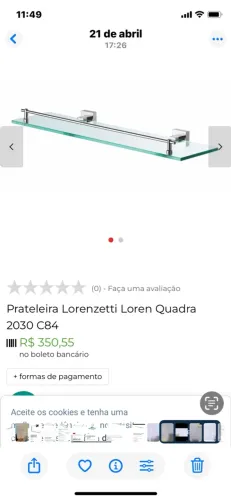 Prateleira porta Shampoo LorenLike Cromada 2030 Lorenzetti