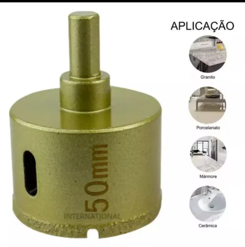 Broca Diamantada Serra Copo 50mm Vidro Cerâmica Porcelanato