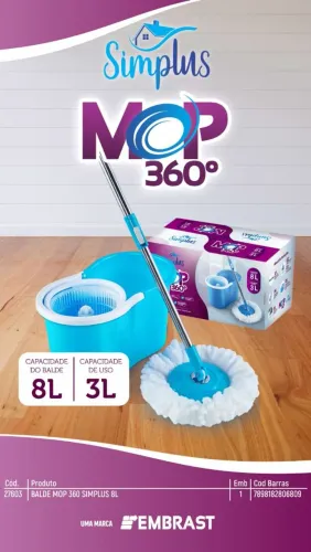 Balde Mop Giratório 360° Simplus 8L Rotatorio - Giratorio de Plastico 360 - em PROMOÇÃO