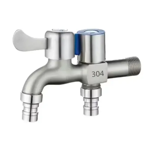 Torneira Dupla Multifuncional em Aço Inoxidável - 2 Saídas, Controle Duplo