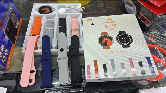 Smartwatch Laxasfit GT10 com 8 pulseiras