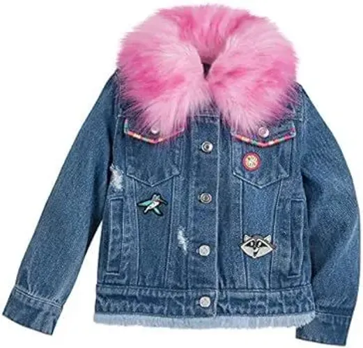 Jaqueta Jeans Infantil com Pelúcia Rosa - Pocahontas DISNEY