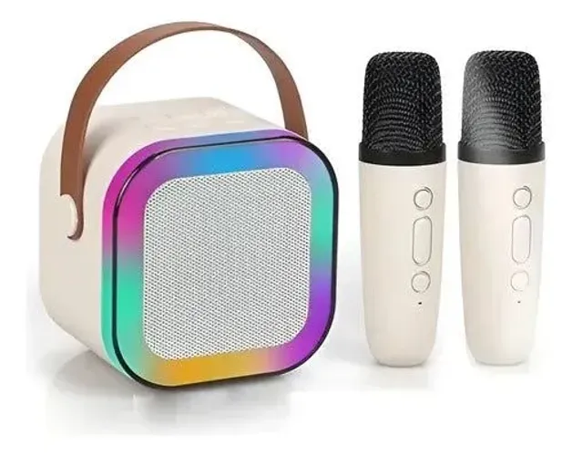 Caixa de som bluetooth karaoke 2 microfones (entrega) 