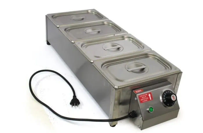 Banho Maria Molheira Salsicheira 4 Cubas Aço Inox - Novo